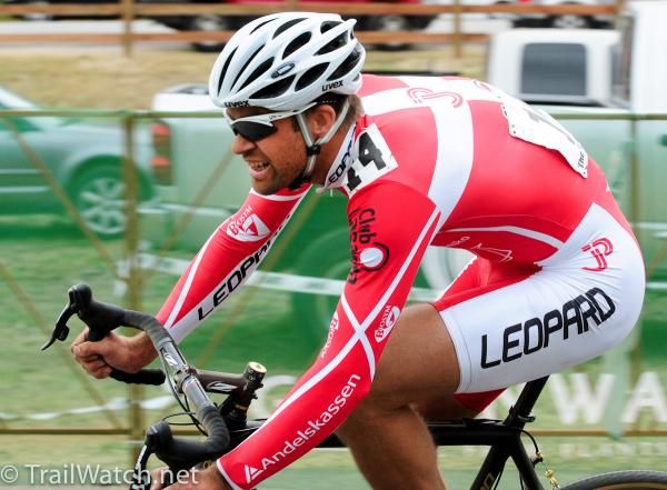 Danish Champion Joachim Parbo (Leopard Cycles) on the pavement