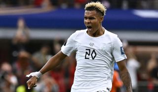 Norway's midfielder Antonio Nusa celebrates after scoring the opening goal during the 2026 World Cup round of 32 football match against Ivory Coast at the Dallas Stadium in Arlington on June 30, 2026