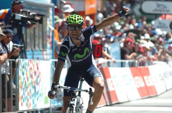 Alejandro Valverde (Movistar) takes a superb victory on Willunga Hill in stage 5 of the Tour Down Under.