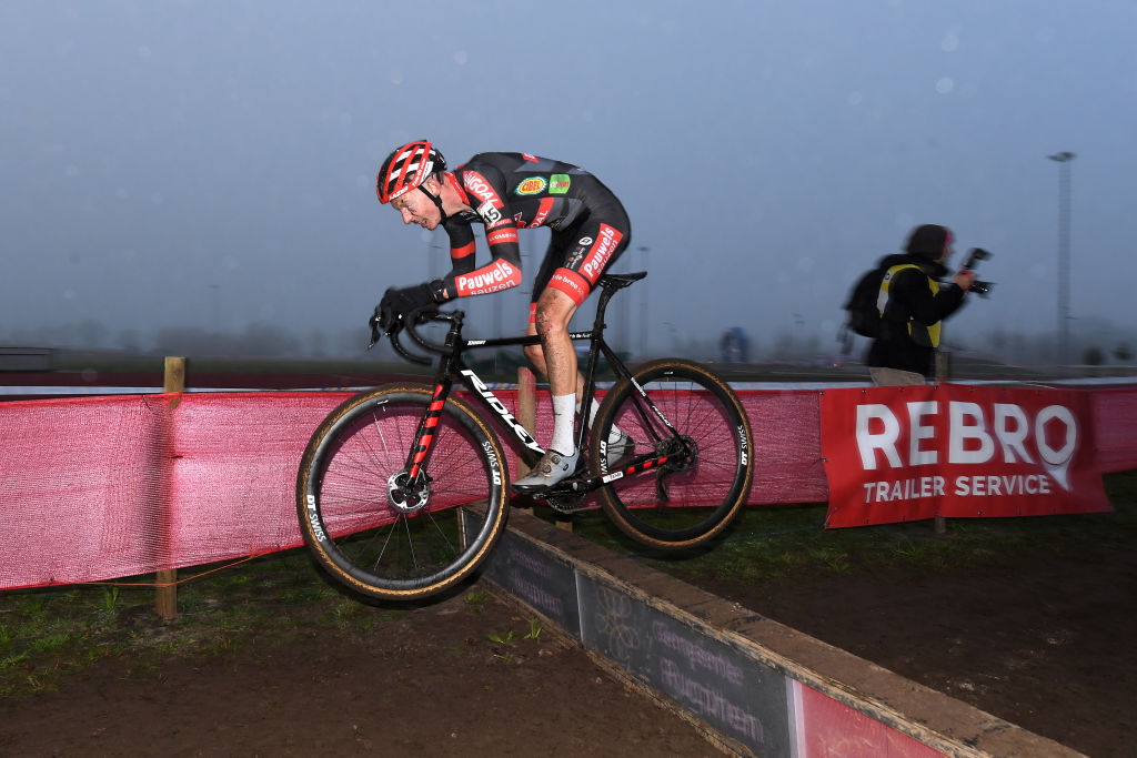 RUCPHEN NETHERLANDS DECEMBER 18 Michael Vanthourenhout of Belgium and Team Pauwels Sauzen Bingoal competes during the 9th Rucphen UCI CycloCross Worldcup 2021 Mens Elite CXWorldCup UCIcyclocrossWC on December 18 2021 in Rucphen Netherlands Photo by Luc ClaessenGetty Images