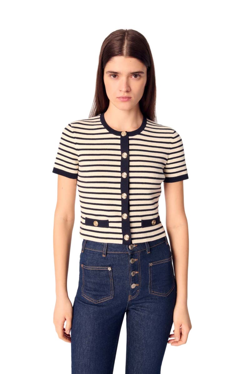 Cropped Rib Knit Cardigan