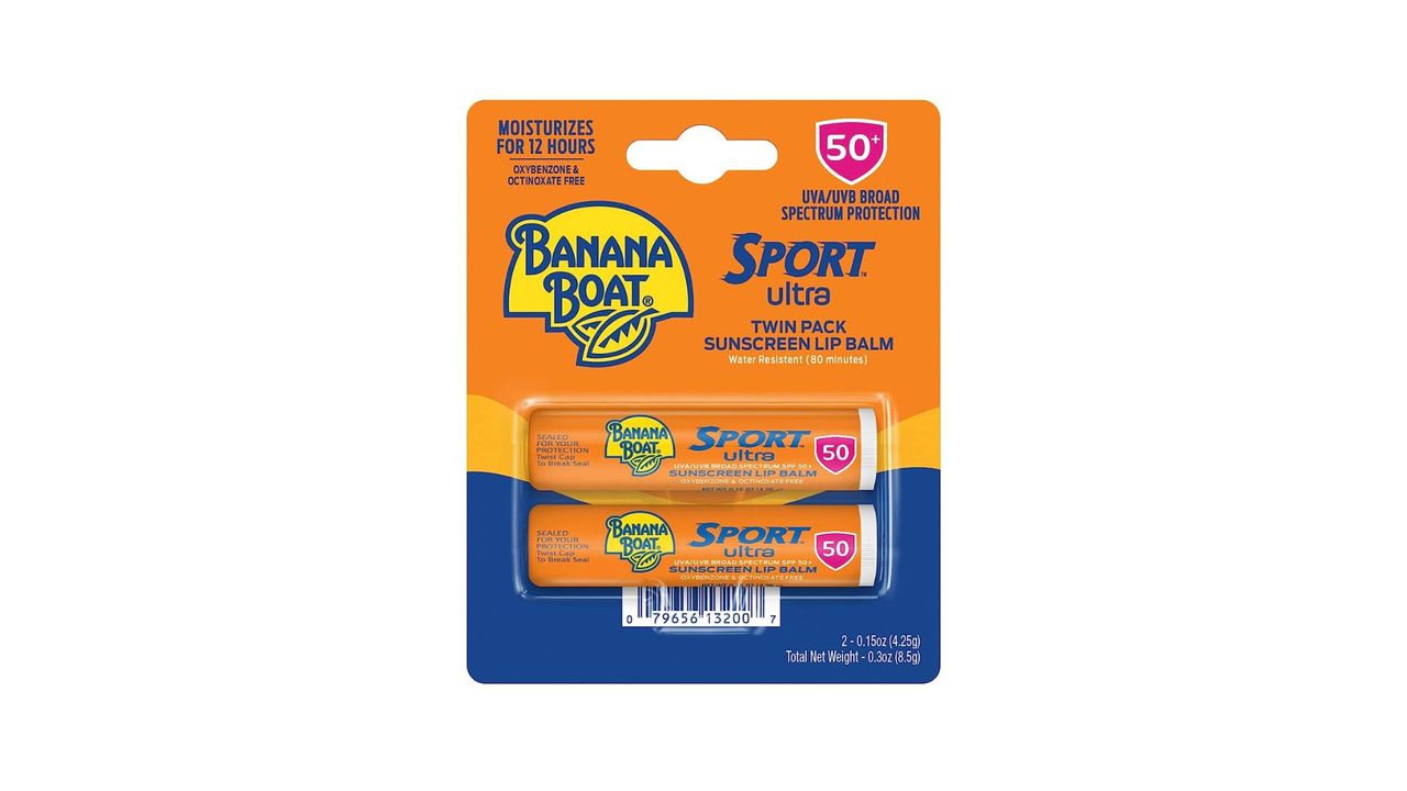 A Banana Boat Sport Ultra Lip Balm SPF 50 twin pack for the best SPF lip balms.