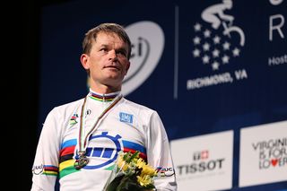 Vasil Kiryienka (Belarus) in the rainbow jersey