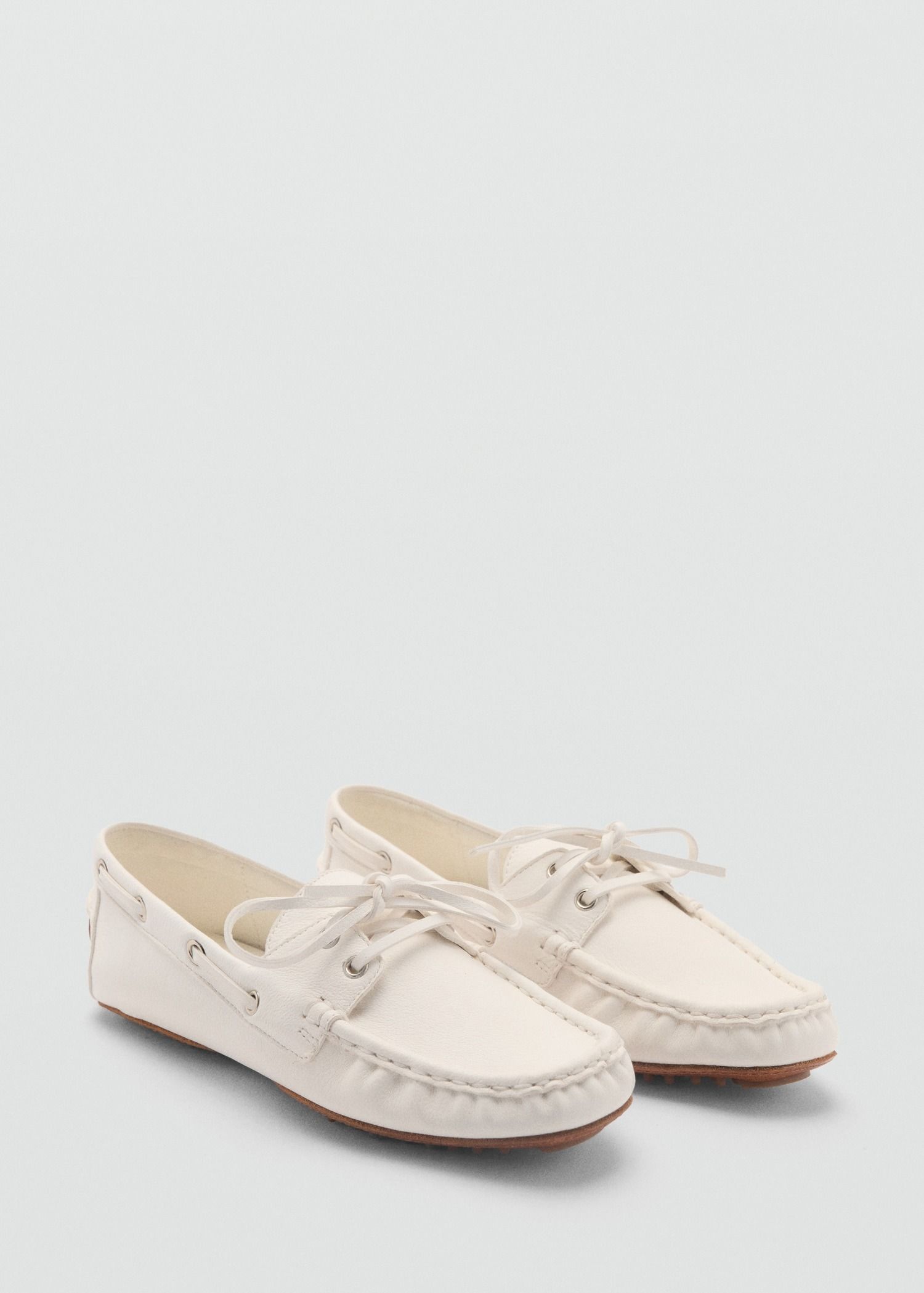 MANGO, Leather Boat Shoes With Laces
