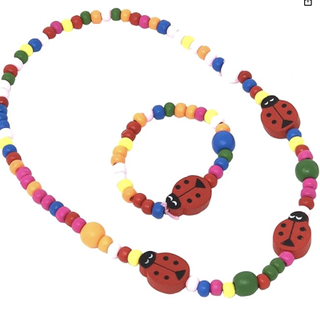 Children's Ladybird Beaded Necklace and Bracelet Set Amazon