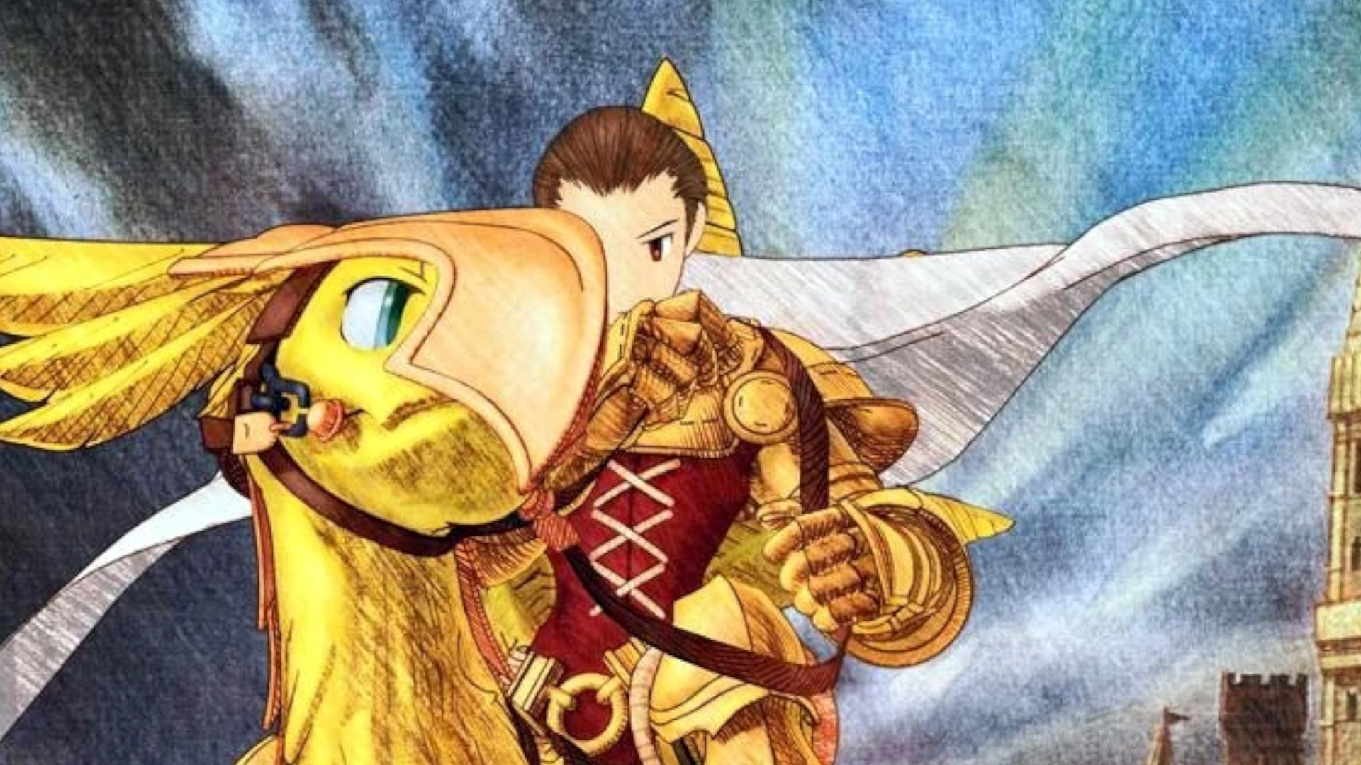 Final Fantasy Tactics art featuring a character riding a Chocobo