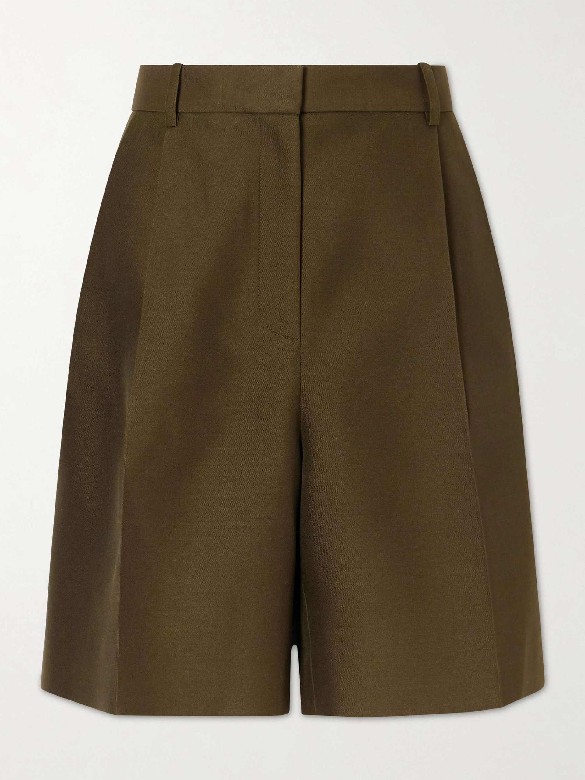 Auggie Pleated Wool and Silk-Blend Shorts