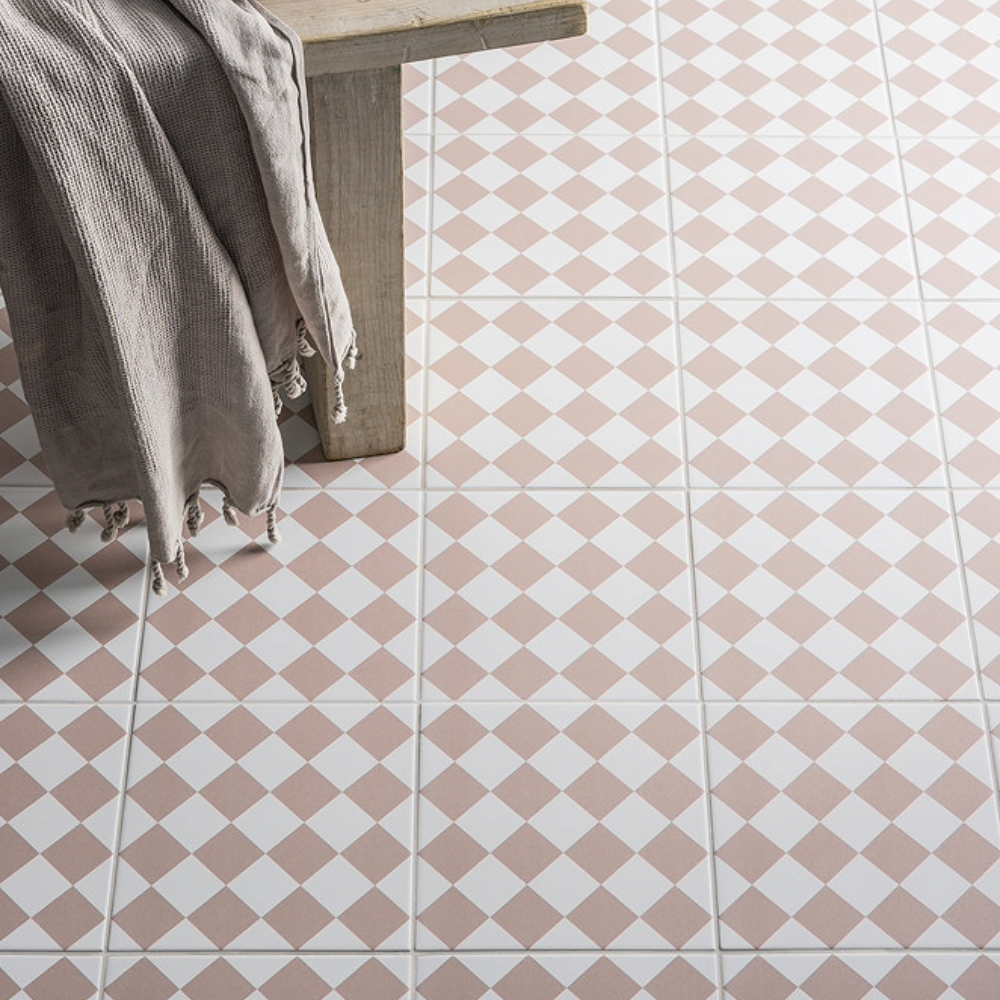 Stonehouse Studio Chequers Blush Patterned Wall and Floor Tiles