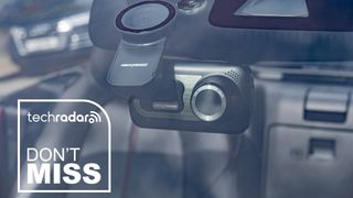 Nextbase 522GW dash cam installed in car with "Don't Miss" text and TechRadar logo