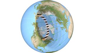 The paths where the annular and partial solar eclipse will be visible on June 10, 2021.