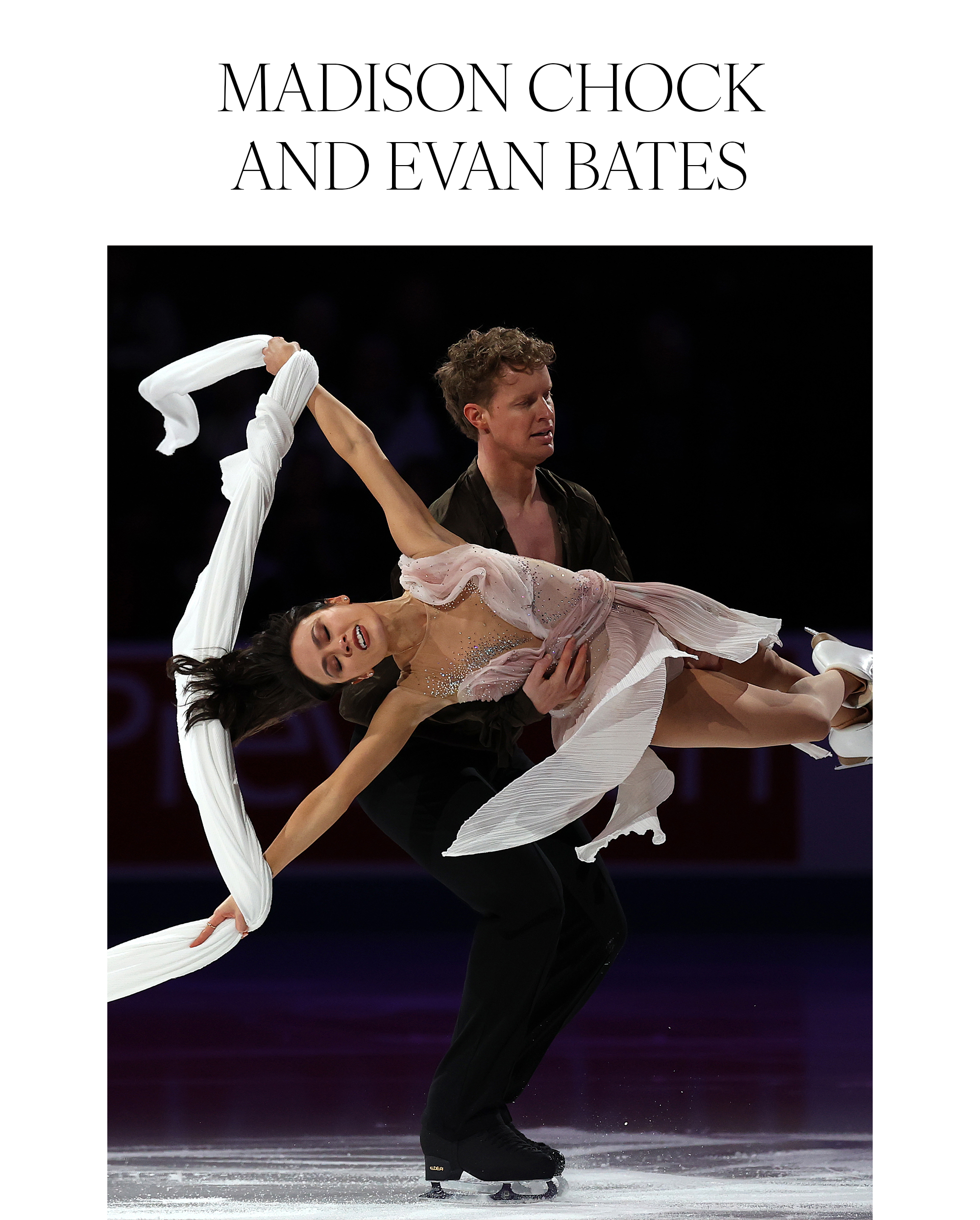 ST LOUIS, MISSOURI - JANUARY 11: Madison Chock and Evan Bates skate in Making the Team: Presented by Xfinity, an exhibition after the 2026 United States Figure Skating Championships at the Enterprise Center on January 11, 2026 in St Louis, Missouri.