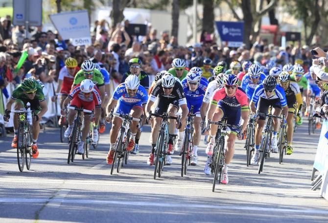 Sacha Modolo (Lampre-Merida) sprints to victory on the opening stage at Volta ao Algarve