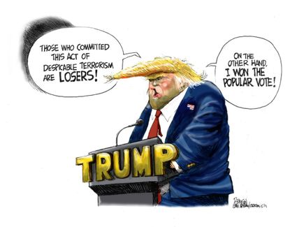 Political cartoon U.S. Trump terrorism losers popular vote