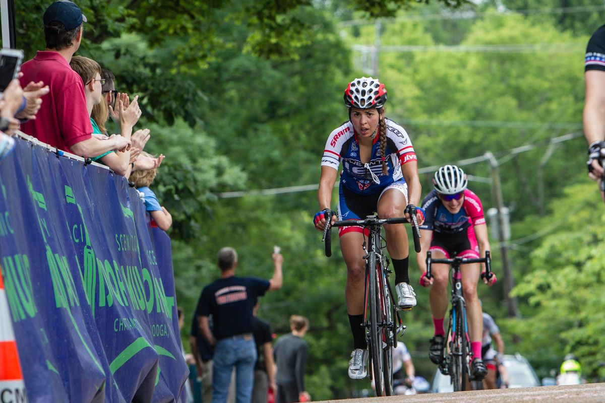 Carmen Small (Twenty 16) making her way over the KOM.