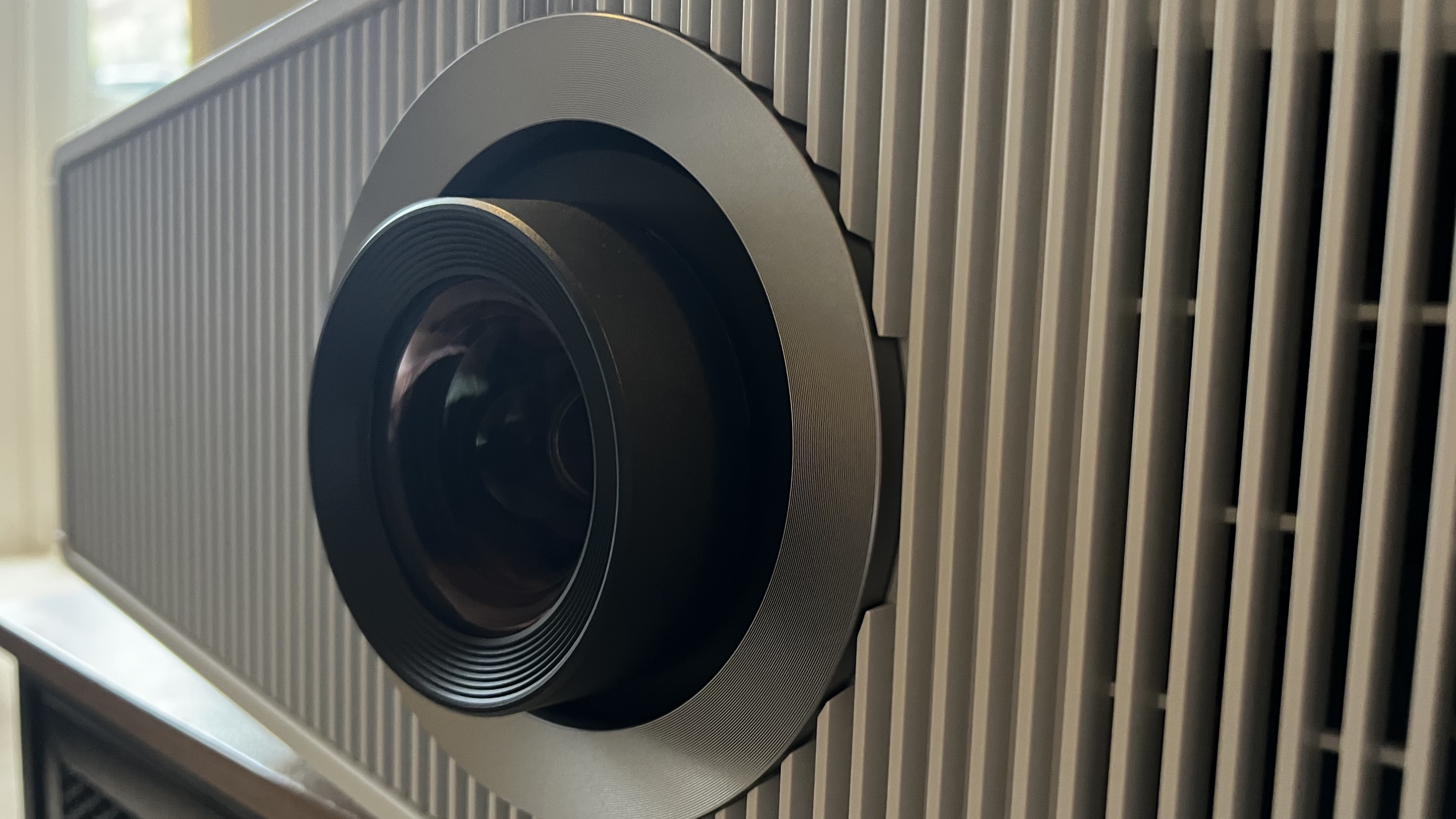 Close up on lens of Sony BRAVIA Projector 8 (VPL-XW6100ES)