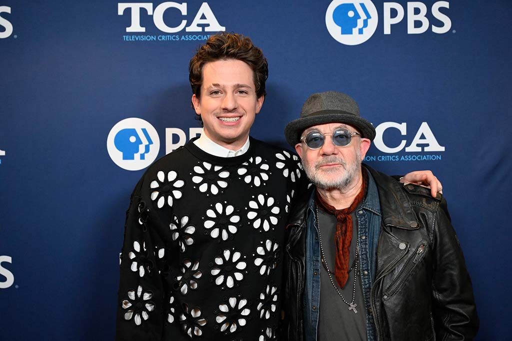 Musician Charlie Puth (l.) and songwriter Bernie Taupin at PBS&rsquo;s TCA Winter Press Tour session for the special Elton John and Bernie Taupin: The Library of Congress Gershwin Prize for Popular Song.