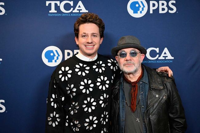 Musician Charlie Puth (l.) and songwriter Bernie Taupin at PBS&rsquo;s TCA Winter Press Tour session for the special Elton John and Bernie Taupin: The Library of Congress Gershwin Prize for Popular Song.