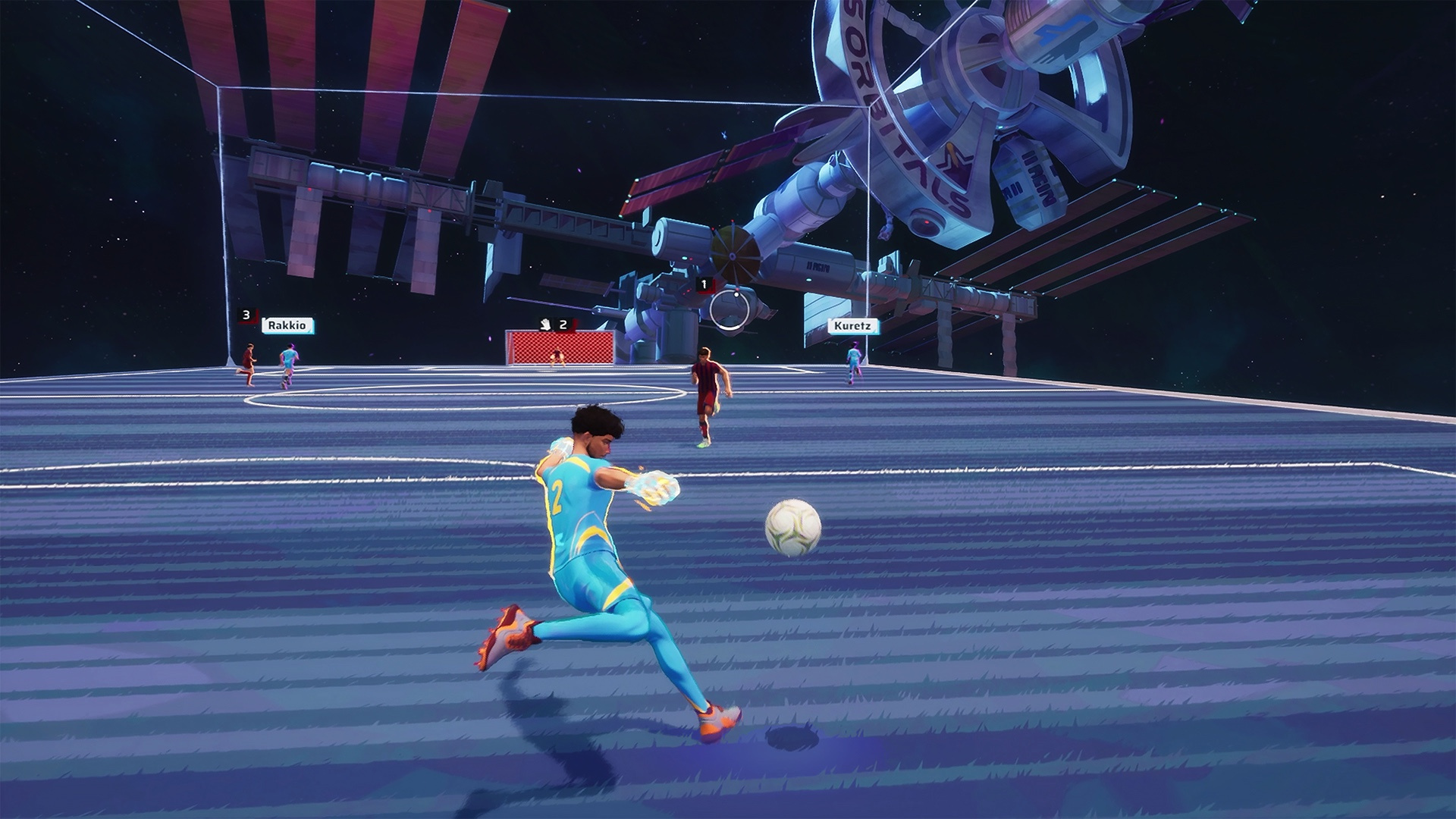 A goalkeeper punts the ball downfield in Rematch