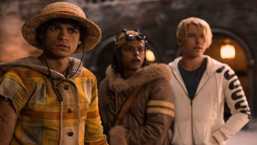 Inaki Godoy as Monkey D. Luffy, Jacob Romero Gibson as Usopp, and Taz Skylar as Sanji in One Piece season 2