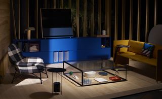 Pictured: Side table - ‘Panna Cotta’ table, £784, by Ron Gilad, for Molteni & C; ‘Soma’ sideboard, used as a television cabinet, €5,156, by Kettnaker; ‘BeoVision 11’ televsion, £4,995, by Torsten Valeur, from Bang & Olufsen; ‘Prince’ armchair, £4,046, by Rodolfo Dordoni for Minotti; ‘Grado 45˚’ coffee table, £1,766 by Ron Gilad, for Molteni & C; ‘Mono’ sofa, NOK28,080 (€3,700), by Anderssen & Voll for LK Hjelle