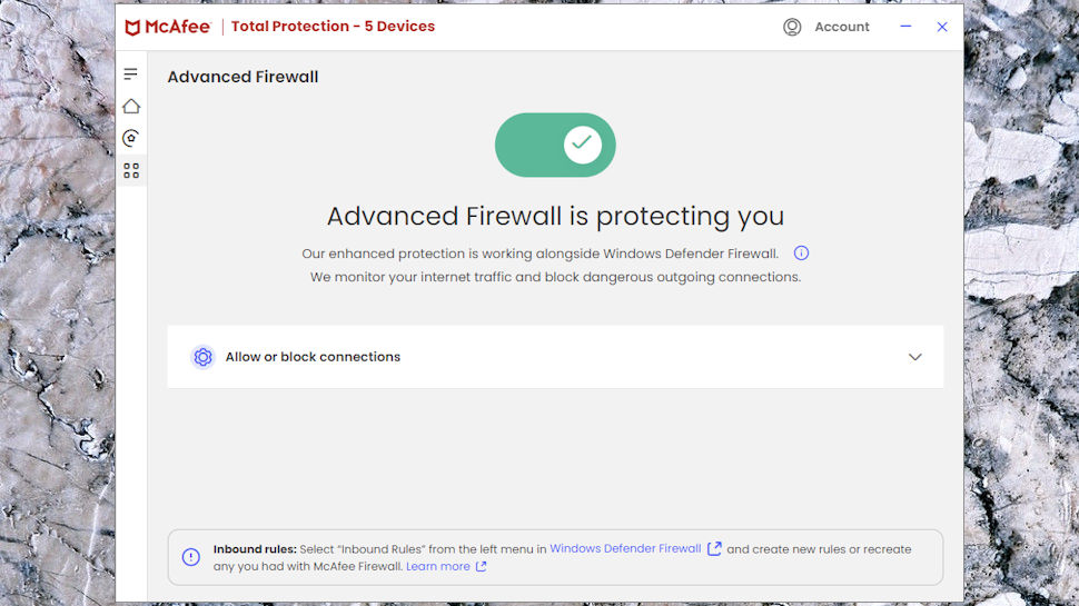 McAfee+ Premium firewall.