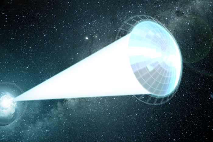 An artist&#039;s visualization of the Starshot light sail probe.