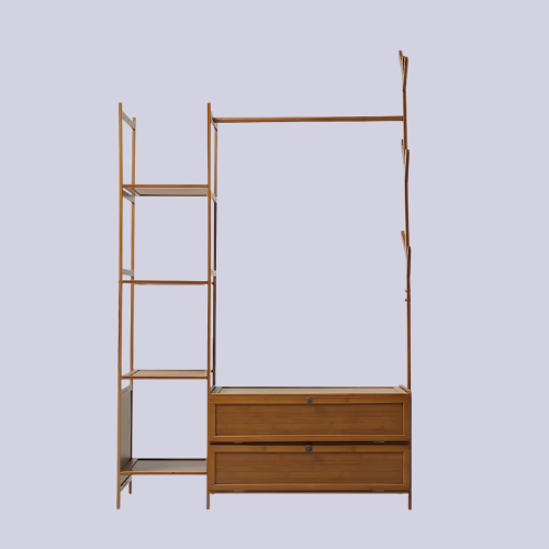tesco, Living and Home Bamboo Clothes Rack with Storage Shelves