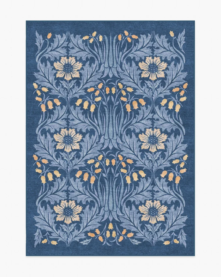 Morris &amp;amp; Co x Ruggable, Woodbell &amp;amp; Anemone Navy Rug