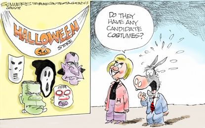 Political Cartoon U.S. Hillary Democratic Candidates Halloween Costumes