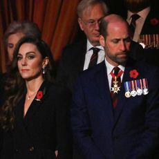 Catherine, Princess of Wales and Prince William, Prince of Wales attend the Royal British Legion Festival of Remembrance at the Royal Albert Hall on November 9, 2024 in London, England.