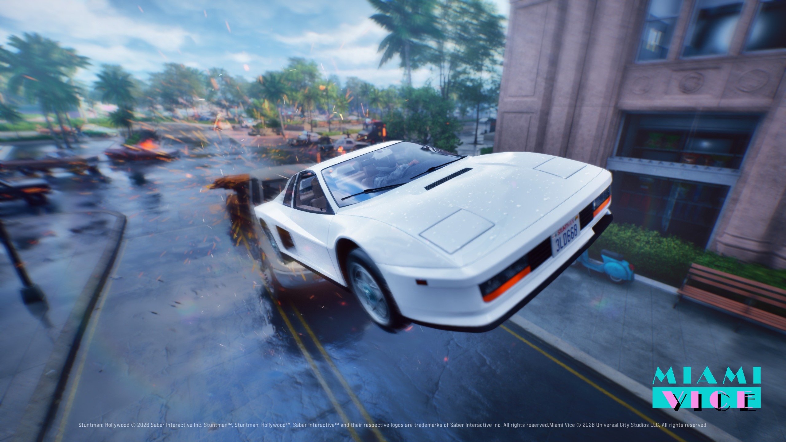Screens from a racing game set in classic film IP