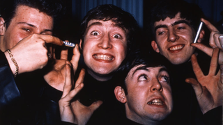 The Beatles posed in Hamburg, Germany during their residency at The Star Club in May 1962. Left to right: Pete Best, John Lennon (1940-1980), Paul McCartney and George Harrison (1943-2001). 
