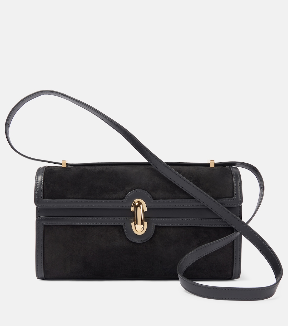Symmetry 26 Leather-Trimmed Suede Shoulder Bag