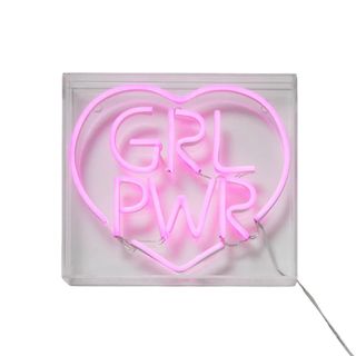 Pink neon girl power sign