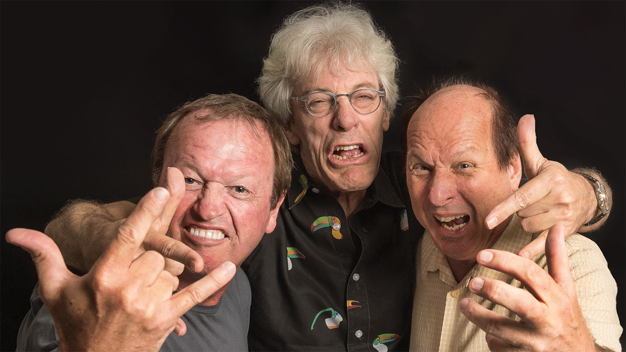 Mark King, Stewart Copeland and Adrian Belew of Gizmodrome