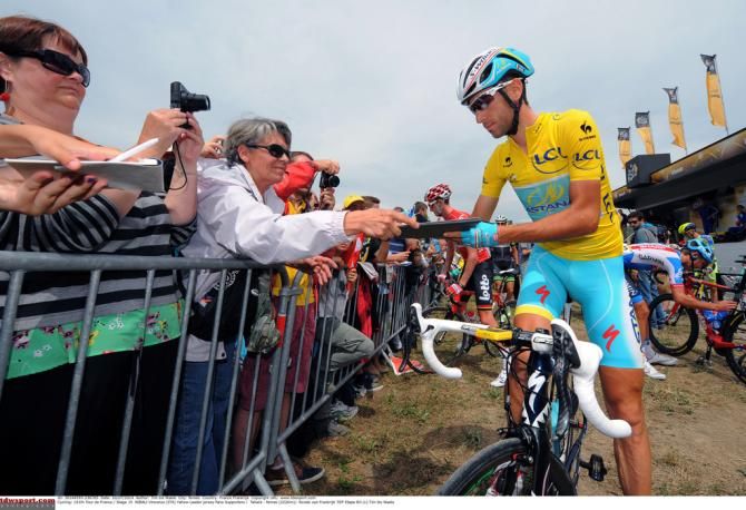 Vincenzo Nibali signing autographs for fans