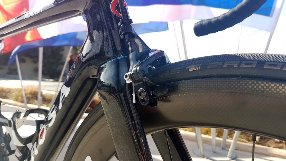 A close look at the front end of the bike