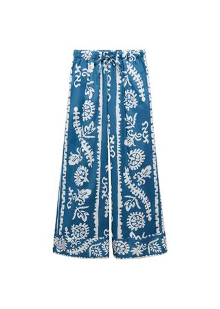 Wide Leg Printed Pants - Women