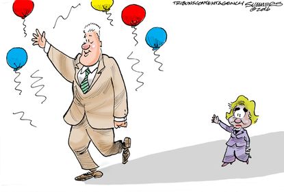 Political cartoon U.S. Bill Hillary Clinton 2016