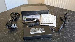 Kensington SD5000T5 EQ Thunderbolt 5 docking station unboxed with accessories