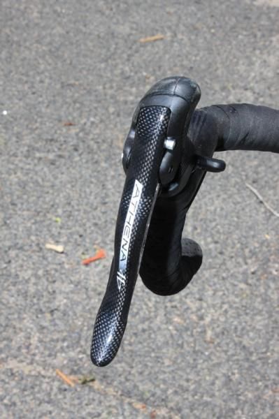 Athena's carbon wrapped Ergopower lever; an aluminium lever blade is also an option