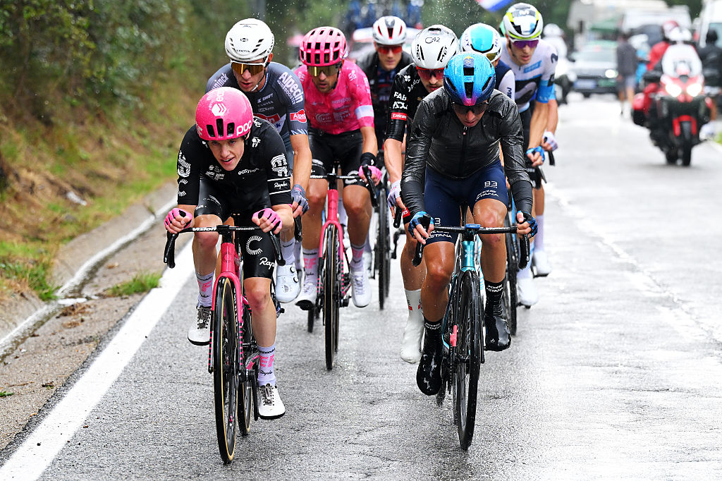 PAL, ANDORRA - AUGUST 28: (L-R) Archie Ryan of Ireland and Team EF Education - EasyPost and Lorenzo Fortunato of Italy and Team XDS Astana compete in the breakaway during the La Vuelta - 80th Tour of Spain 2025, Stage 6 a 170.3km stage from Olot to Pal - Andorra 1900m / #UCIWT / on August 28, 2025 in Pal, Andorra. (Photo by Tim de Waele/Getty Images)