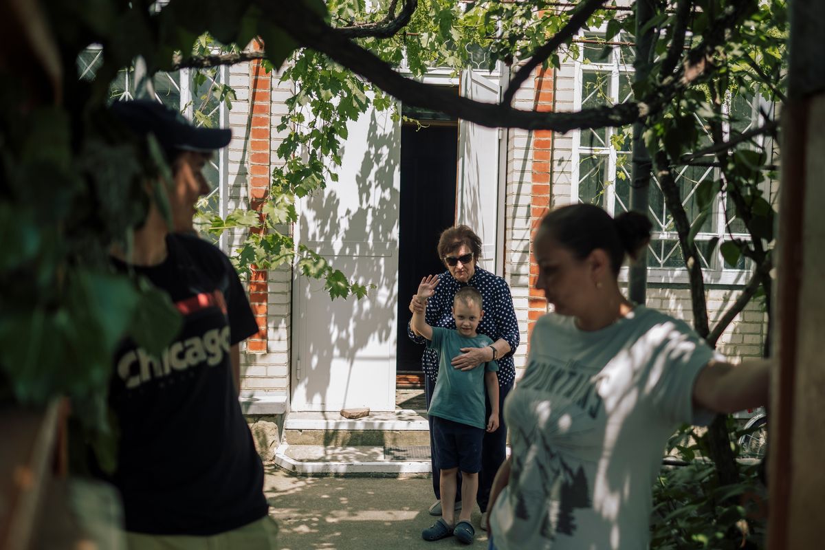 Saying goodbye before the flight back to Germany. Tiraspol, Transnistria, Republic of Moldova 2024. From the series &ldquo;Bright Memory&rdquo;