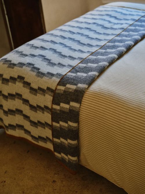 Jacquard Stepped Stripe Wool Blanket