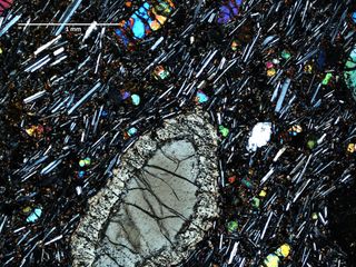A microscopic image of crystals from the youngest volcanoes in eastern North America.