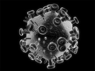 3D illustration of HIV virus