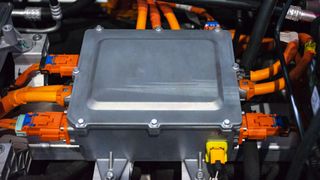 A photograph of a lithium ion electric car battery