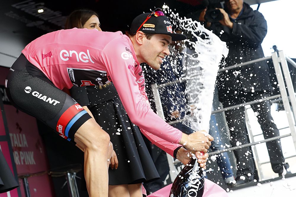 Tom Dumoulin (Giant-Alpecin) celebrates on the podium