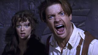 Arnold Vosloo, Brendan Fraser, and Rachel Weisz star in The Mummy (1999).