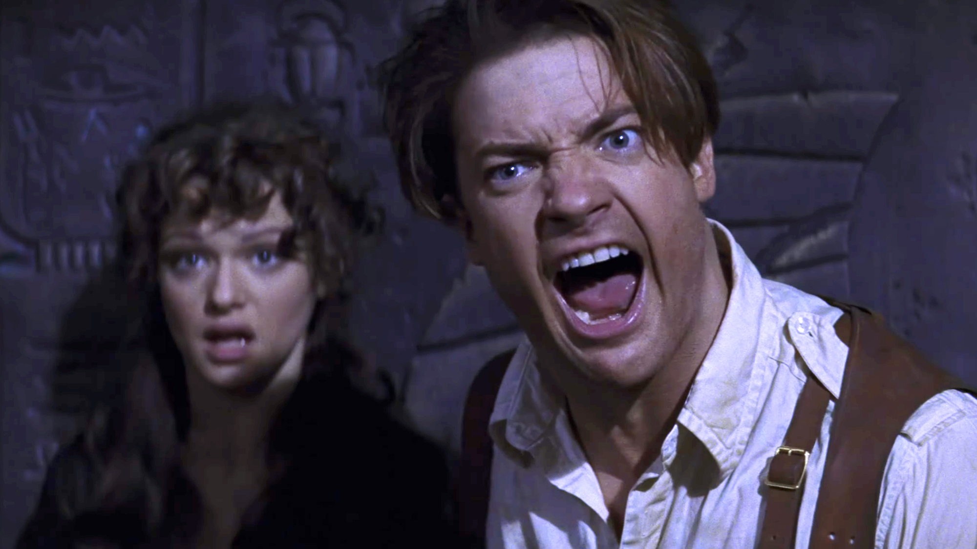 Arnold Vosloo, Brendan Fraser, and Rachel Weisz star in The Mummy (1999).